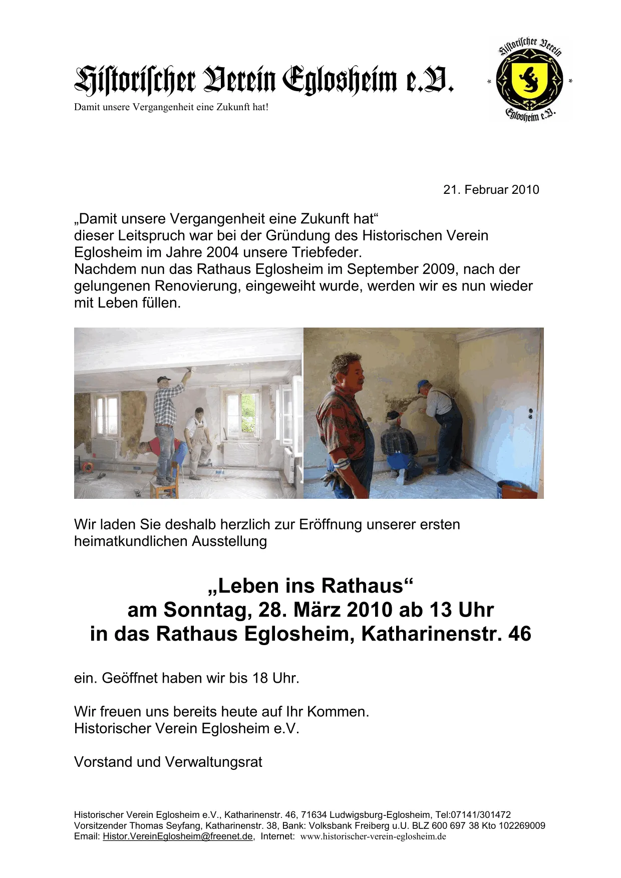 1. Ausstellung 2010   Leben ins Rathaus   Plakat